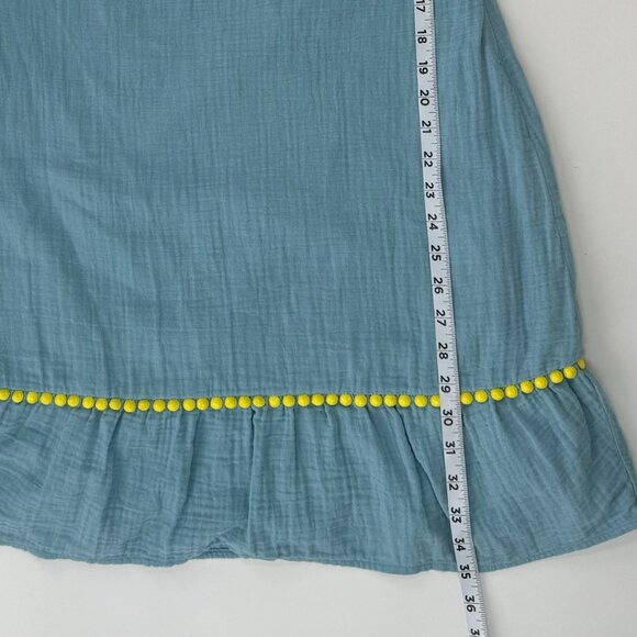 Boden Women's Bernadette Embroidered Blue Cotton Tunic Dress Yellow Trim Size 6 - Picture 10 of 10